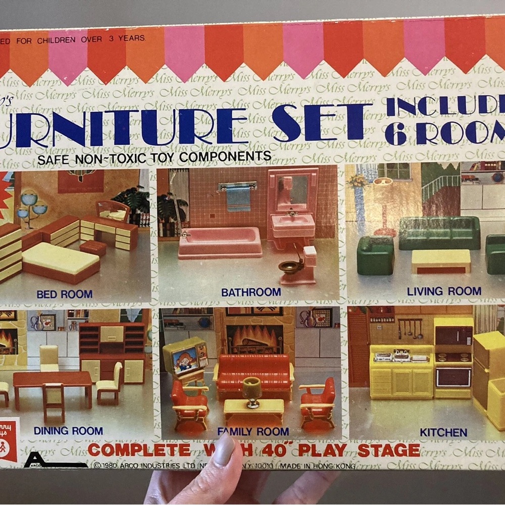 Vintage 1980 Arco Dollhouse Furniture Set COMPLETE